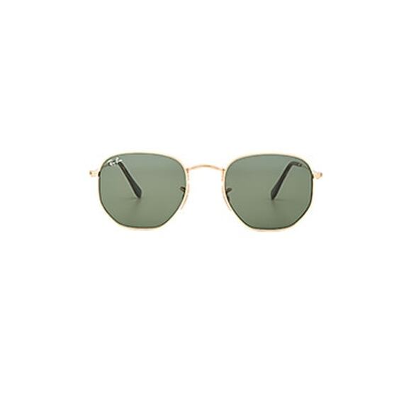 Ray-Ban 'Hexagonal' Gold Flat Metal Frame Sunglass Size OS